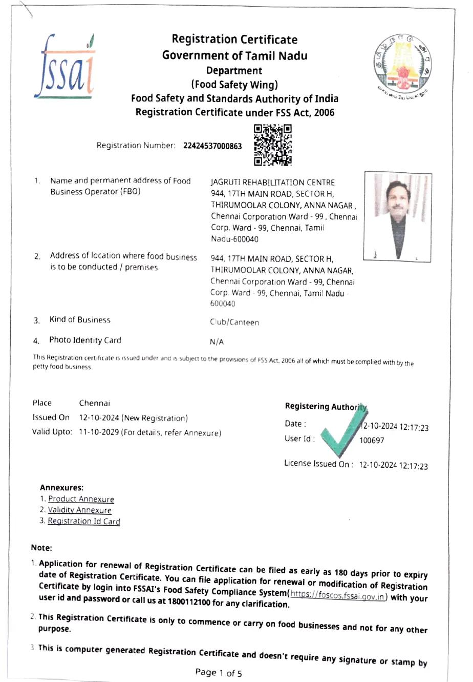 FSSAI Registration Certificate