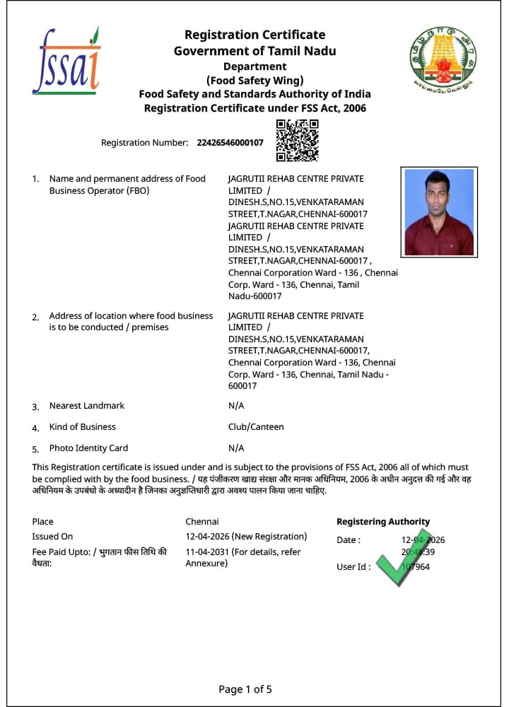 FSSAI Registration Certificate