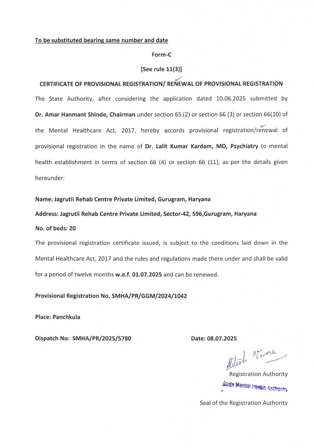 Certificate Of Registration